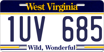 WV license plate 1UV685