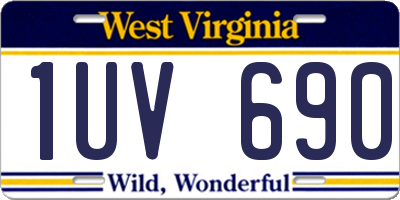 WV license plate 1UV690