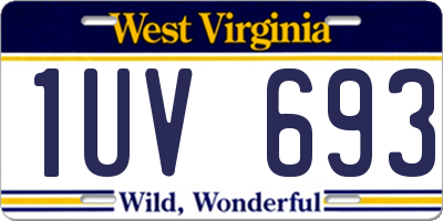 WV license plate 1UV693
