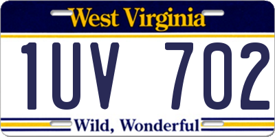 WV license plate 1UV702