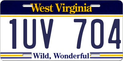 WV license plate 1UV704