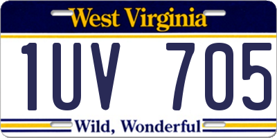 WV license plate 1UV705