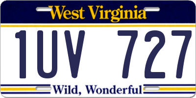 WV license plate 1UV727