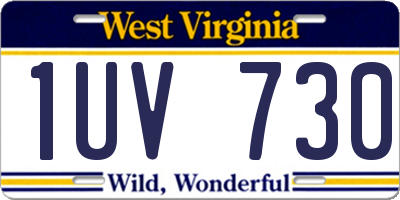 WV license plate 1UV730