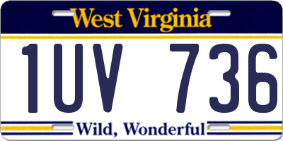 WV license plate 1UV736