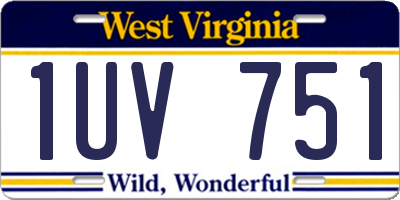 WV license plate 1UV751