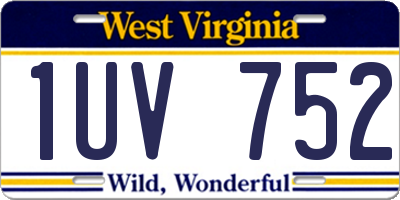 WV license plate 1UV752