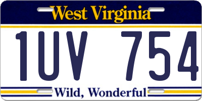 WV license plate 1UV754