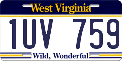 WV license plate 1UV759
