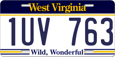 WV license plate 1UV763