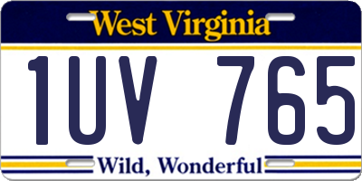 WV license plate 1UV765
