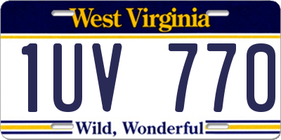 WV license plate 1UV770