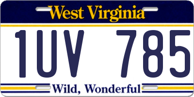 WV license plate 1UV785