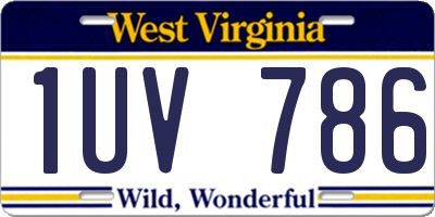 WV license plate 1UV786