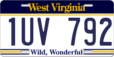 WV license plate 1UV792