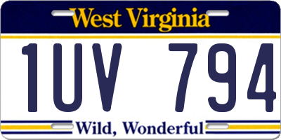 WV license plate 1UV794