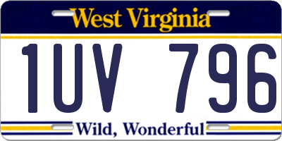 WV license plate 1UV796