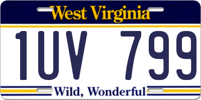 WV license plate 1UV799