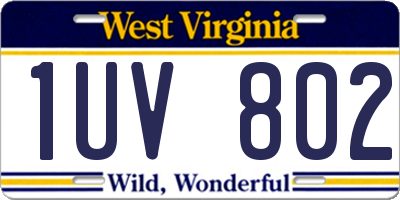 WV license plate 1UV802