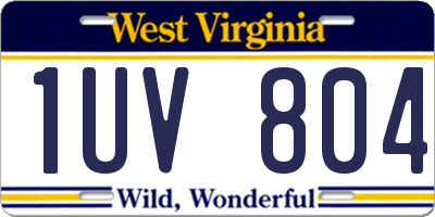 WV license plate 1UV804