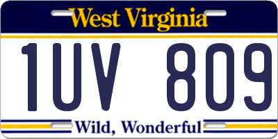 WV license plate 1UV809