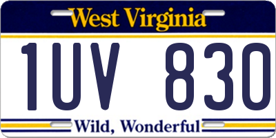 WV license plate 1UV830
