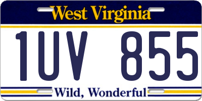 WV license plate 1UV855