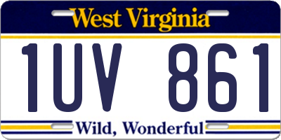WV license plate 1UV861