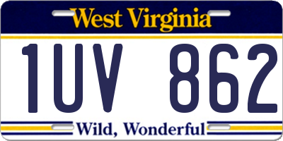 WV license plate 1UV862