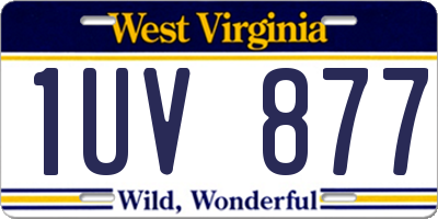 WV license plate 1UV877