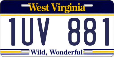 WV license plate 1UV881