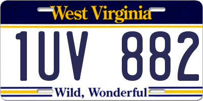 WV license plate 1UV882