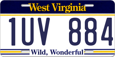 WV license plate 1UV884