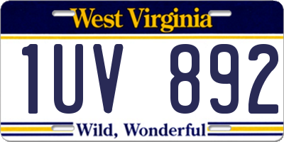 WV license plate 1UV892