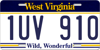 WV license plate 1UV910