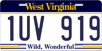 WV license plate 1UV919