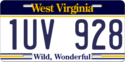 WV license plate 1UV928