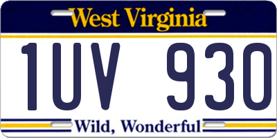 WV license plate 1UV930