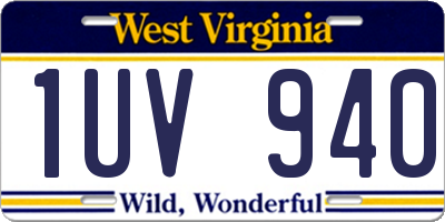 WV license plate 1UV940