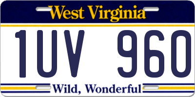 WV license plate 1UV960