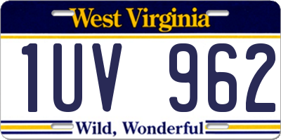 WV license plate 1UV962