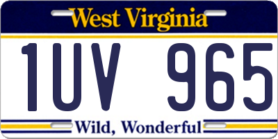 WV license plate 1UV965