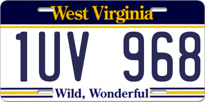 WV license plate 1UV968