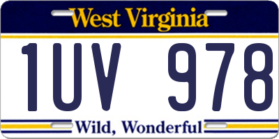 WV license plate 1UV978