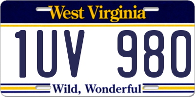 WV license plate 1UV980