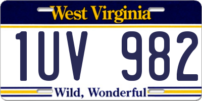 WV license plate 1UV982