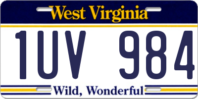 WV license plate 1UV984