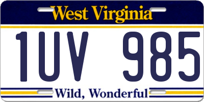 WV license plate 1UV985