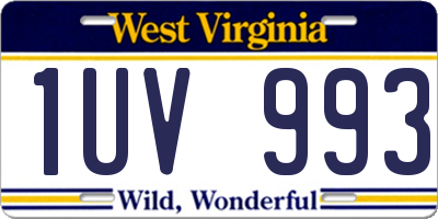 WV license plate 1UV993