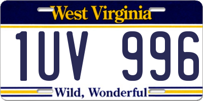 WV license plate 1UV996